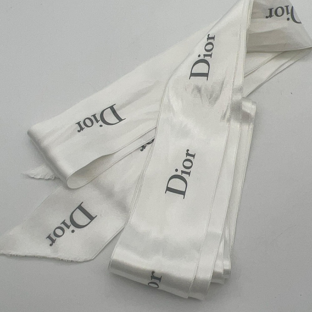 Dior White Satin Logo Ribbon 104 Inches‎ Authentic Designer Gift Wrap Accessory